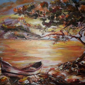 Painting titled "Soleil couchant" by Alyona, Original Artwork, Acrylic