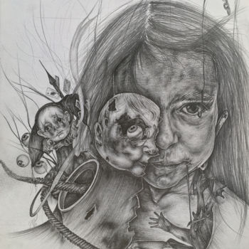 Drawing titled "Attic" by Alaa Misto, Original Artwork, Pencil