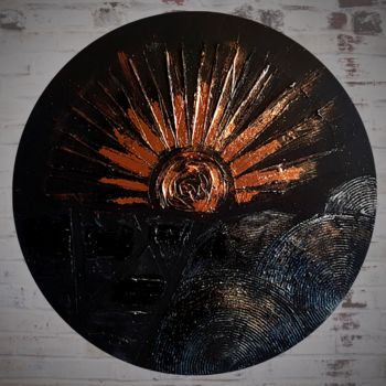 Painting titled "Mayan sun (2)" by A.L.A, Original Artwork, Acrylic Mounted on Wood Stretcher frame