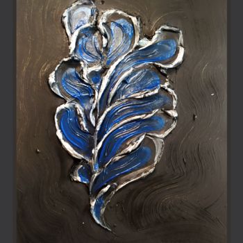 Painting titled "Blue flower" by A.L.A, Original Artwork, Acrylic Mounted on Wood Stretcher frame