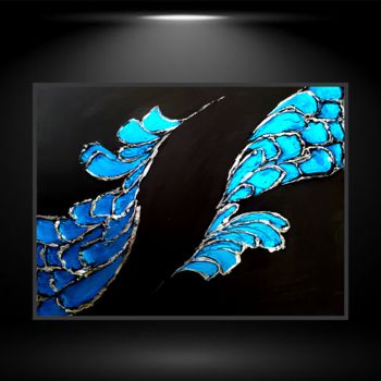 Картина под названием "Blue wings" - A.L.A, Подлинное произведение искусства, Акрил Установлен на Деревянная рама для носилок