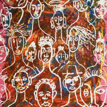 Peinture intitulée "Alle persone invisi…" par Mateci-Antonio Lucio Rudy Lacquaniti, Œuvre d'art originale