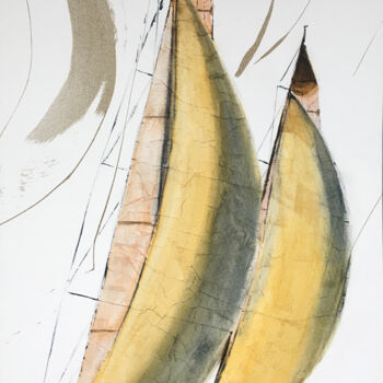 Peinture intitulée "Deux voiliers en ré…" par Alain Abramatic, Œuvre d'art originale, Huile