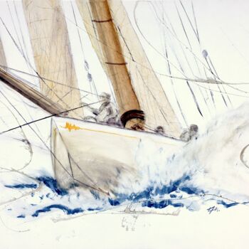 Peinture intitulée "Le voilier Mariska…" par Alain Abramatic, Œuvre d'art originale, Huile
