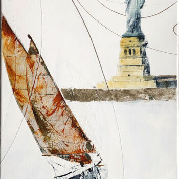 Peinture intitulée "Clipper quittant l’…" par Alain Abramatic, Œuvre d'art originale, Huile Monté sur Châssis en bois