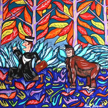 Картина под названием "GARE AU GORILLE" - Alain Arnouil, Подлинное произведение искусства, Акрил Установлен на Деревянная ра…