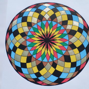 Peinture intitulée "mandala 1" par Alain Astruc, Œuvre d'art originale