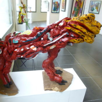 Sculpture titled "Le lion lougarou" by Alain Baye, Original Artwork
