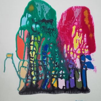 Peinture intitulée "2 méduses entrelacé…" par Alain Baye, Œuvre d'art originale