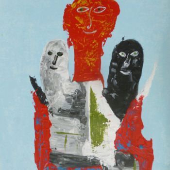 Painting titled "Le trio !" by Alain Baye, Original Artwork