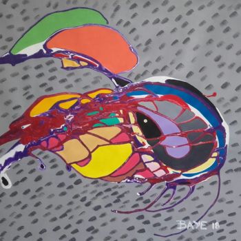 Painting titled "An eel in the belly…" by Alain Baye, Original Artwork, Acrylic