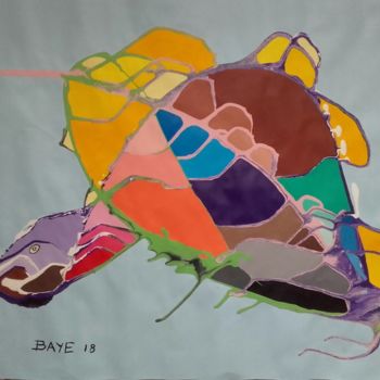Pittura intitolato "Thé butterfly turtle" da Alain Baye, Opera d'arte originale