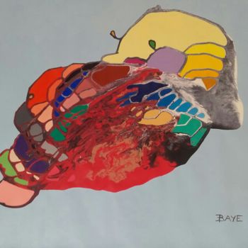 Malerei mit dem Titel "Birth of a chick" von Alain Baye, Original-Kunstwerk, Acryl