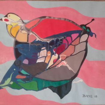 Schilderij getiteld "My water hen" door Alain Baye, Origineel Kunstwerk, Acryl