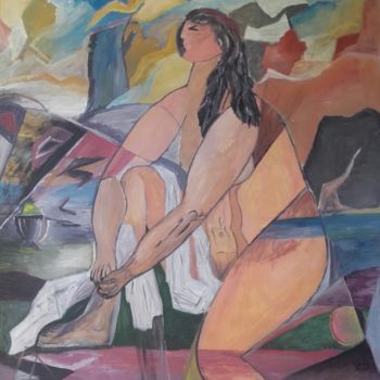 Malerei mit dem Titel "Swimming" von Alain Baye, Original-Kunstwerk, Acryl