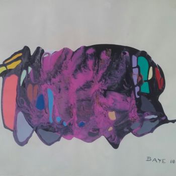 Painting titled "cosmic elephant" by Alain Baye, Original Artwork, Acrylic