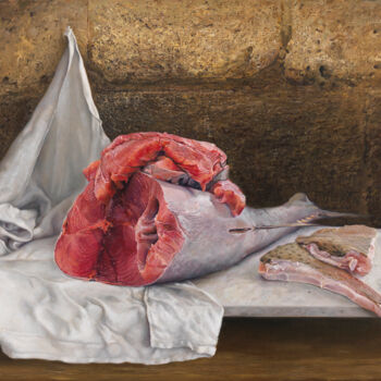 Pittura intitolato "bazard-nature-morte…" da Alain Bazard, Opera d'arte originale, Olio