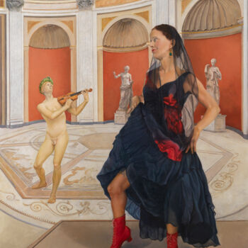 Pittura intitolato "Lola à l'Opera" da Alain Bazard, Opera d'arte originale, Olio