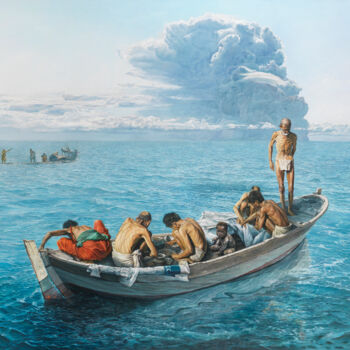 Schilderij getiteld "Krakatoa" door Alain Bazard, Origineel Kunstwerk, Olie