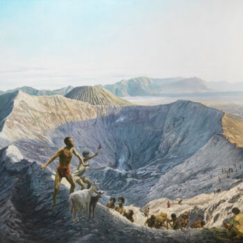 Malerei mit dem Titel "Mont Bromo" von Alain Bazard, Original-Kunstwerk, Öl