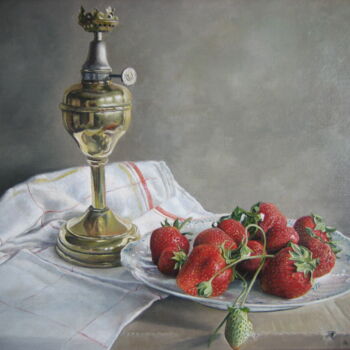 Painting titled "fraises.jpg" by Alain Bazard, Original Artwork, Oil