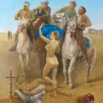 Peinture intitulée "les-cavaliers-de-l-…" par Alain Bazard, Œuvre d'art originale, Huile