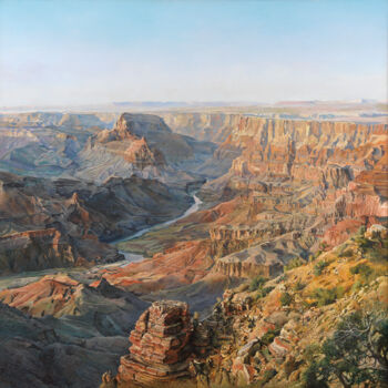 Painting titled "Le Grand Canyon" by Alain Bazard, Original Artwork, Oil