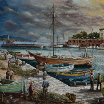 Peinture intitulée "le Port de st Jean…" par Alain Benedetto, Œuvre d'art originale, Huile Monté sur Châssis en bois