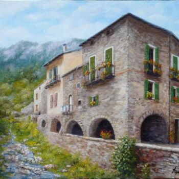 Painting titled "la brigue" by Alain Benedetto, Original Artwork, Oil Mounted on Wood Stretcher frame