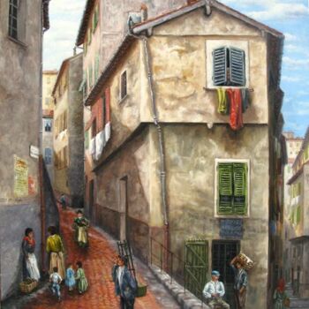 Peinture intitulée "rue de la providence" par Alain Benedetto, Œuvre d'art originale, Huile Monté sur Châssis en bois