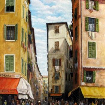 Peinture intitulée "vieux nice mascouin…" par Alain Benedetto, Œuvre d'art originale, Huile Monté sur Châssis en bois