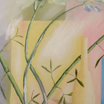 Painting titled "amarylis et bambou" by Alain Berthier, Original Artwork, Acrylic