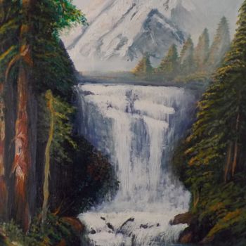 Painting titled "cascade" by Alain Berthier, Original Artwork, Oil