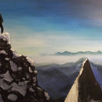 Painting titled "l'alpiniste  (arête…" by Alain Berthier, Original Artwork, Acrylic