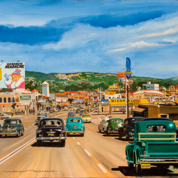 Painting titled "california highway" by Alain Bertrand, Original Artwork, Oil