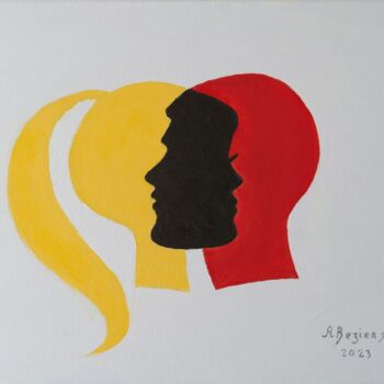 Peinture intitulée "Ame-soeur" par Alain Beziers, Œuvre d'art originale, Huile