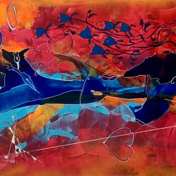 Painting titled "I m falling ou Vale…" by Alain Bulle, Original Artwork, Acrylic Mounted on Wood Stretcher frame