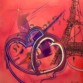 Peinture intitulée "La vie en rose" par Alain Bulle, Œuvre d'art originale, Acrylique Monté sur Châssis en bois