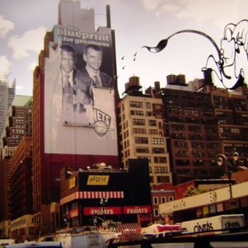 Картина под названием "A Angel in New York" - Alain Bulle, Подлинное произведение искусства, Масло