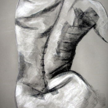 Drawing titled "Dos" by Alain Bulle, Original Artwork, Chalk