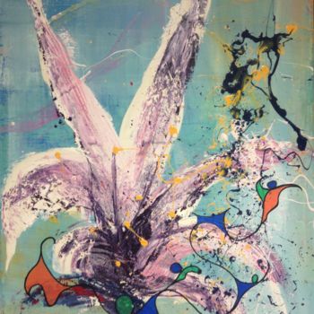 Painting titled "Ange de fleur 1" by Alain Bulle, Original Artwork, Acrylic Mounted on Wood Stretcher frame