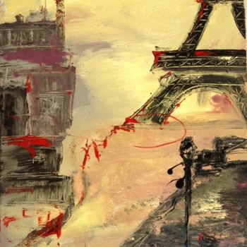 Painting titled "Paris Paris" by Alain Bulle, Original Artwork, Acrylic Mounted on Wood Stretcher frame