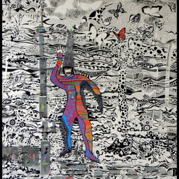 Картина под названием "Le Roi & Papillons…" - Alain Carpentier, Подлинное произведение искусства, Акрил