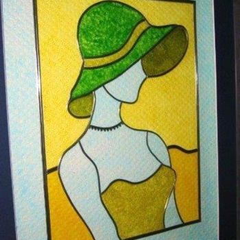Peinture intitulée "La femme au chapeau…" par Alain Charuau, Œuvre d'art originale