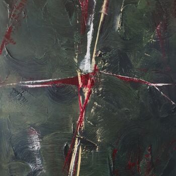 Painting titled "Chaos - peinture 3" by Alain Chenard, Original Artwork, Oil Mounted on Wood Stretcher frame