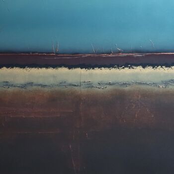 Painting titled "Horizon - peinture…" by Alain Chenard, Original Artwork, Oil Mounted on Wood Stretcher frame