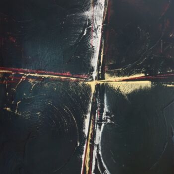 Painting titled "Chaos - peinture 5" by Alain Chenard, Original Artwork, Oil Mounted on Wood Stretcher frame