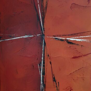 Painting titled "Chaos - peinture 6" by Alain Chenard, Original Artwork, Oil Mounted on Wood Stretcher frame
