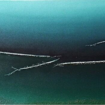 Schilderij getiteld "Horizon - peinture…" door Alain Chenard, Origineel Kunstwerk, Acryl Gemonteerd op Frame voor houten bra…