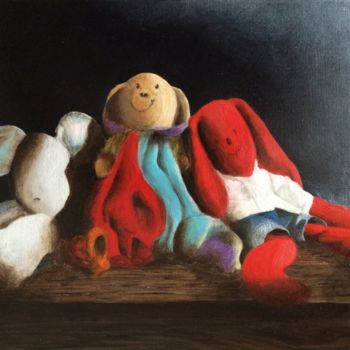 Peinture intitulée "Les 3 doudous" par Alain Corbel, Œuvre d'art originale, Huile